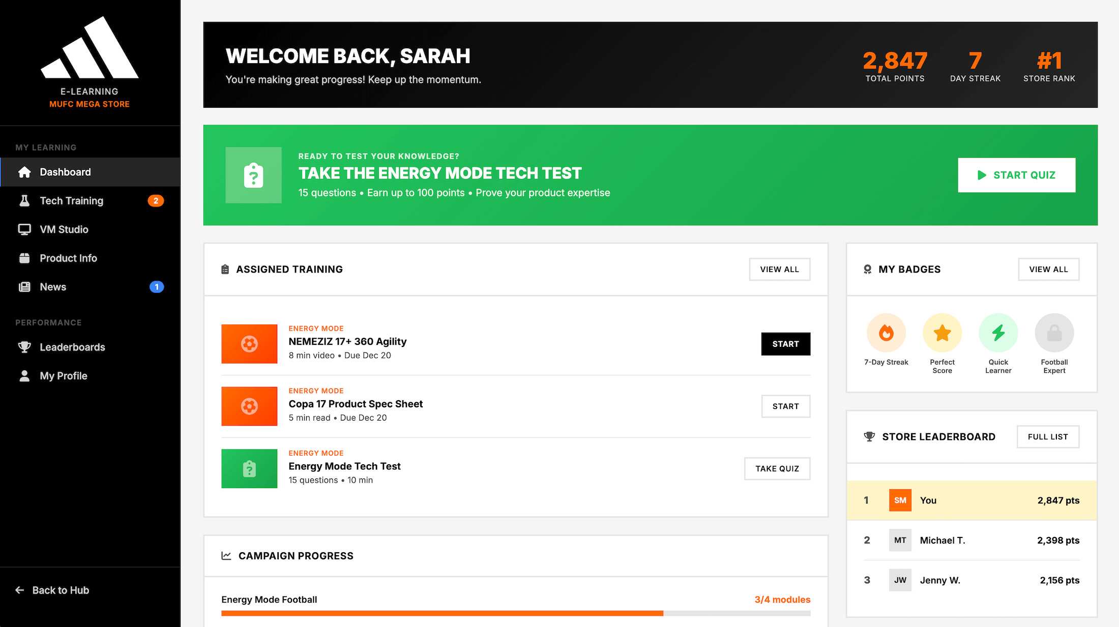 adidas E-Learning Hub